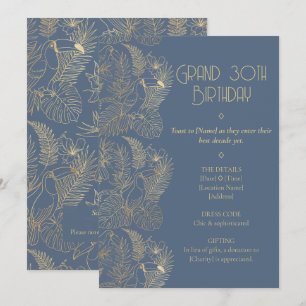 Invitation Art Déco filigrane d'or   Anniversaire 30 ans du T