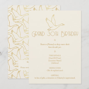 Invitation Art Déco filigrane d'or Anniversaire des 30 ans