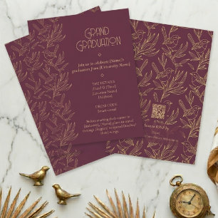 Invitation Art Déco Filigrane d'Or   Diplôme de Mérion Superb