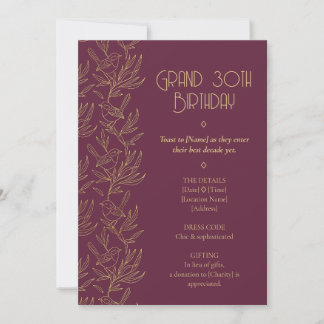 Invitation Art Déco Filigrane d'Or | Fauvette à 30 ans
