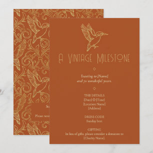 Invitation Art Déco Filigrane d'Or Martin-pêcheur 70e Anniv