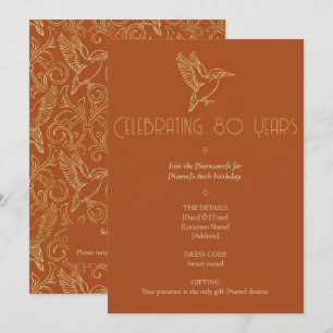 Invitation Art Déco Filigrane d'Or   Martin-pêcheur 80e Anniv