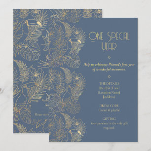 Invitation Art Déco filigrane or   Anniversaire de Toucan 1 a