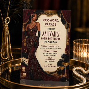 Invitation Art Déco Gatsby Années Folles Bordeaux Or Annivers