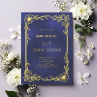 Art Déco Gatsby bleu or anniversaire