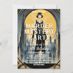 Invitation art déco Gatsby énigme policière mystère 