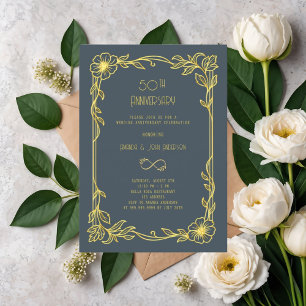 Invitation Art Déco Gatsby gris 50e anniversaire de mariage