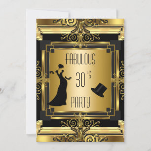 Invitation ART DÉCO Gatsby Haut-de-forme Anniversaire Fabuleu