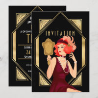 Art Déco Glam Girl 30e anniversaire Gold Black