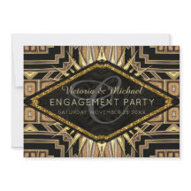 Art Déco Gold + Black Stylish Engagement Party