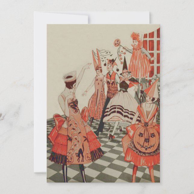 Invitation Art Déco Halloween Party Black Cat Citrouille (Devant)