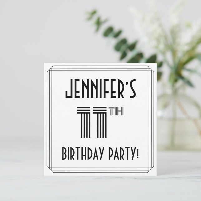 Invitation Art Déco Inspiré 11e fête d'anniversaire, Nom pers (Debout devant)