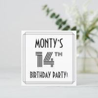 Art Déco Inspiré 14ème Anniversaire Fête, Nom pers
