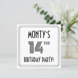 Invitation Art Déco Inspiré 14ème Anniversaire Fête, Nom pers