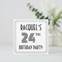 Art Déco Inspiré 24ème Anniversaire Fête, Nom pers