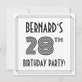 Invitation Art Déco Inspiré 28ème Anniversaire Fête, Nom pers