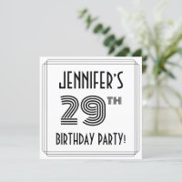 Art Déco Inspiré 29ème Anniversaire Fête, Nom pers