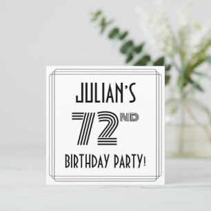 Invitation Art Déco Inspiré 72e fête d'anniversaire, Nom pers