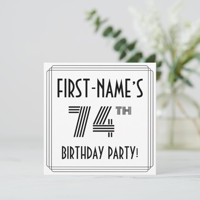 Invitation Art Déco Inspiré 74ème Anniversaire Fête, Nom pers (Debout devant)