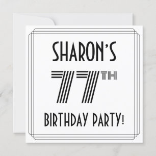 Invitation Art Déco Inspiré 77ème Anniversaire Fête, Nom pers