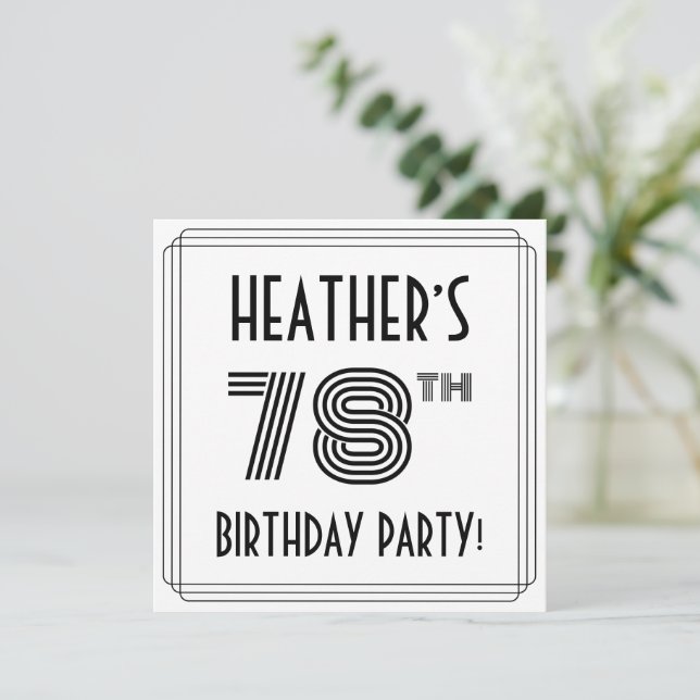 Invitation Art Déco Inspiré 78ème Anniversaire Fête, Nom pers (Debout devant)