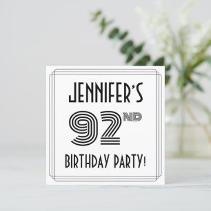 Invitation Art Déco Inspiré 92e fête d'anniversaire, Nom pers