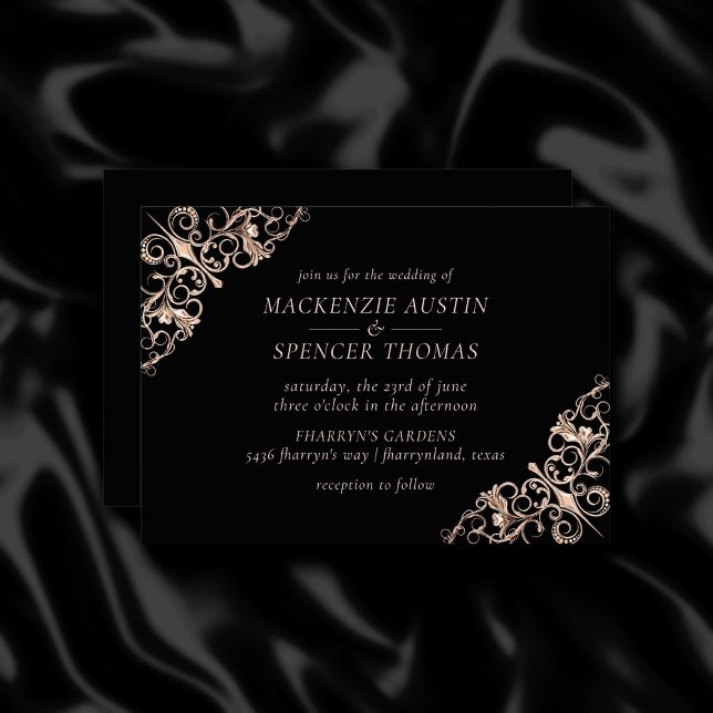 Invitation Art déco | Mariage de nouveau cuivre noir (Créateur téléchargé)
