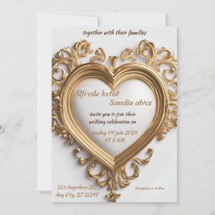 Invitation Art Déco Mariage Diamant blanc et or Foil Inv