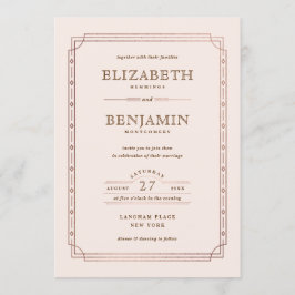 Invitation Art Déco moderne Gold Foil Bordure Brousset Mariag