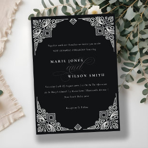 Invitation Art déco noir & blanc classique Renouvellement de