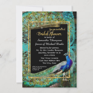 Invitation Art Déco Peacock Glam Old Hollywood Fête des marié