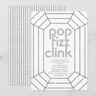 Invitation Art Déco pop fizz clink fête du Nouvel An