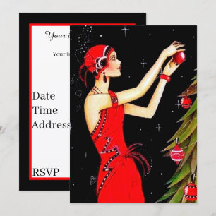 Invitation Art déco rétro vintage Noël ajouter des informatio
