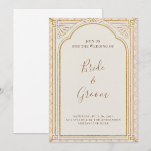 Invitation Art Déco Rose Pâle Or Arc Gatsby Élégant Années 19