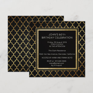 Invitation Art Déco Suprise fête d'anniversaire Noir Golden F