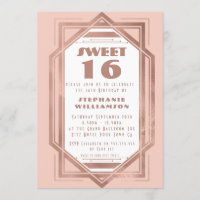 Art déco Sweet 16 Rose Gold et rose poudré Gatsby