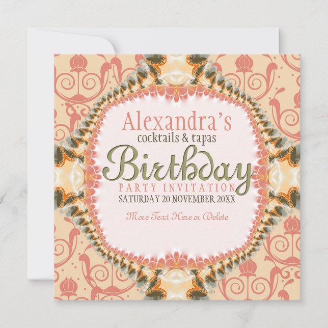 Invitation Art Décor & Dentelle Anniversaire Cocktail Invitat (Devant)