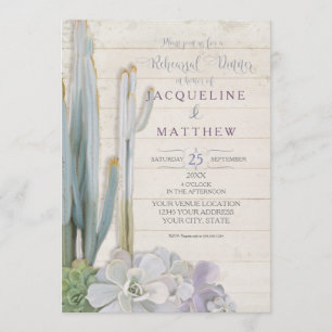 Invitation Art en bois succulent de cactus de désert de dîner