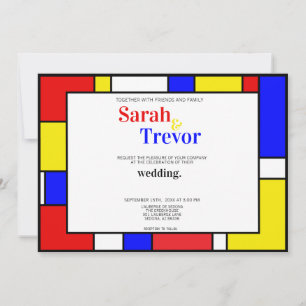 Invitation Art géométrique moderne rétro Coloris primaires