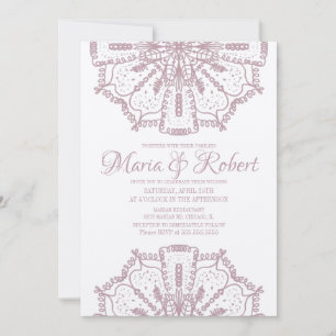 Invitation Art mandala bohème rose kraft mariage