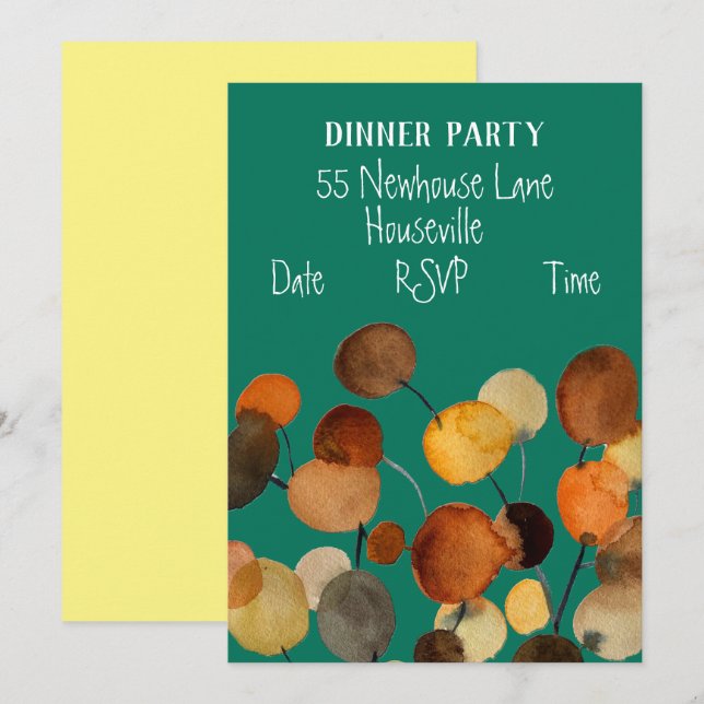 Invitation Art moderne arbre abstrait Soirée Earthy Dinner Pa (Devant / Derrière)