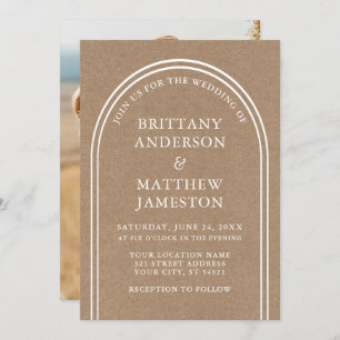 Invitation Art moderne élégant Mariage photo Kraft