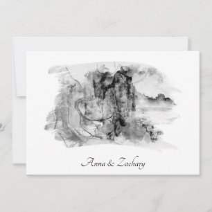 Invitation *~* Art Montagnes japonaises RSVP QR AR27 Mariage