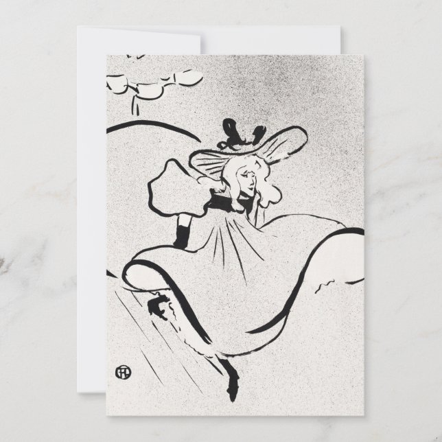Invitation Art noir et blanc Jane Avril par Toulouse Lautrec (Devant)