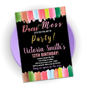 Invitation Art noir violet dans la peinture de parti Annivers