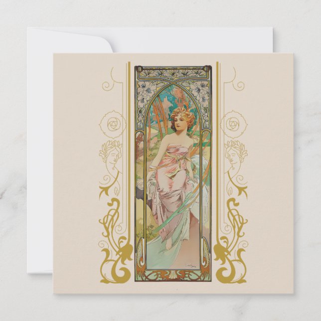 Invitation Art Nouveau Alphonse Mucha pour toute occasion (Devant)