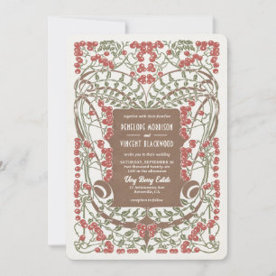 Invitation Art Nouveau Août Berries Élégance Mariage