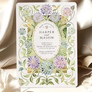 Invitation Art Nouveau Art nouveau Dahlia Mariage en verre te