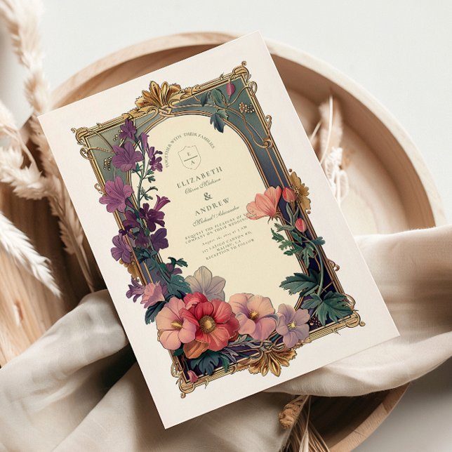 Invitation Art Nouveau Baroque Frontière Mariage Floral (Créateur téléchargé)