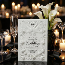 Art Nouveau Faux Embossed Swan Wedding